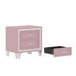 Modern Pink Queen Bedroom Set with LED Lights