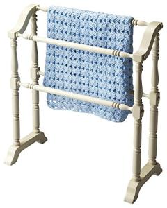 Cottage White Wooden Quilt and Blanket Rack