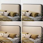 Queen Metal Bed Frame with Curved Upholstered Headboard