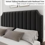 Velvet King Size Platform Bed Frame with Headboard