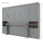 Queen Murphy Bed with Desk and Storage - Gray