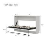 Twin Size Horizontal Murphy Bed Cabinet, Space-Saving White
