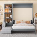 Queen Murphy Bed with Sofa and Shelves