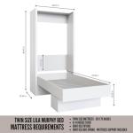 Twin Murphy Wall Bed with Shelf - White