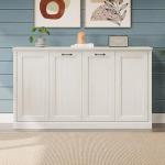 Twin Size Horizontal Murphy Bed Cabinet, Space-Saving White