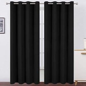LEMOMO Black Thermal Insulated Blackout Curtains - 2 Pack