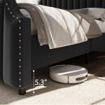 Velvet King Size Platform Bed Frame with Headboard