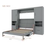 Queen Murphy Bed with Desk and Storage - Gray