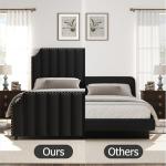 Velvet King Size Platform Bed Frame with Headboard