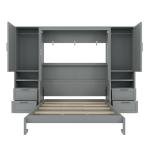 Queen Murphy Bed with Desk and Storage - Gray