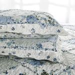 Extra Wide King Blue Floral Quilt Set