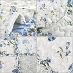 Extra Wide King Blue Floral Quilt Set