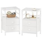 Set of 2 Nightstands with Drawers and Hooks