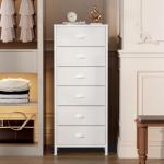 White Tall Dresser with 6 Fabric Drawers