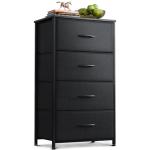 Black 4-Drawer Bedroom Dresser Chest