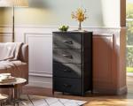 Black 4-Drawer Bedroom Dresser Chest