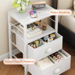 Set of 2 Nightstands with Drawers and Hooks