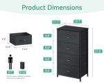 Black 4-Drawer Bedroom Dresser Chest
