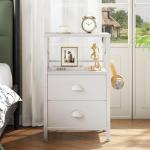 Set of 2 Nightstands with Drawers and Hooks