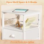 Set of 2 Nightstands with Drawers and Hooks