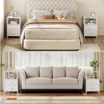 Set of 2 Nightstands with Drawers and Hooks