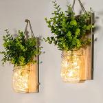 Set of 2 Rustic Mason Jar Wall Lights