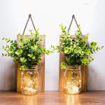 Set of 2 Rustic Mason Jar Wall Lights