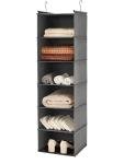6-Tier Hanging Closet Organizer with Hooks (Grey)