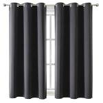 Dark Grey Grommet Blackout Curtains - 2 Panels
