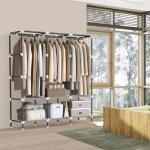 LOKEME Portable Wardrobe Closet with Shelves and Rods