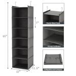 6-Tier Hanging Closet Organizer with Hooks (Grey)