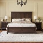 3 Piece Solid Wood Bedroom Set with King Bed