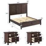 3 Piece Solid Wood Bedroom Set with King Bed