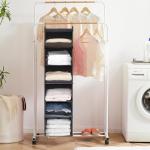 6-Tier Hanging Closet Organizer with Hooks (Grey)