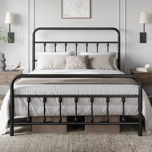 Sturdy Queen Size Bed Frame with Headboard & Storage