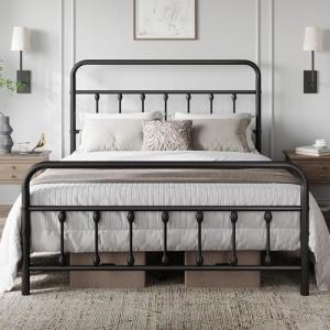 Sturdy Queen Size Bed Frame with Headboard & Storage