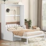 Merax Queen Size Murphy Bed with Sofa, White