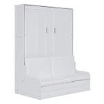 Merax Queen Size Murphy Bed with Sofa, White