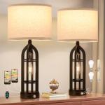 Set of 2 Touch Table Lamps with USB Ports