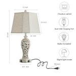 25" Farmhouse Table Lamp with USB Ports