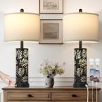 Rustic Table Lamps with USB Ports - Set of 2