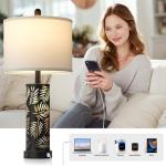 Rustic Table Lamps with USB Ports - Set of 2