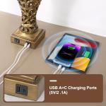 Vintage Table Lamps Set with USB, 28.5