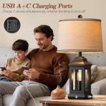 Rustic Touch Dimmable Table Lamps with USB Ports