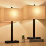 21" Dimmable Bedside Lamps with USB & AC Outlets