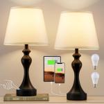 Touch Lamps Set for Nightstand - 3 Way Dimmable