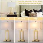 Gold Table Lamp Set with USB Ports and Dimming