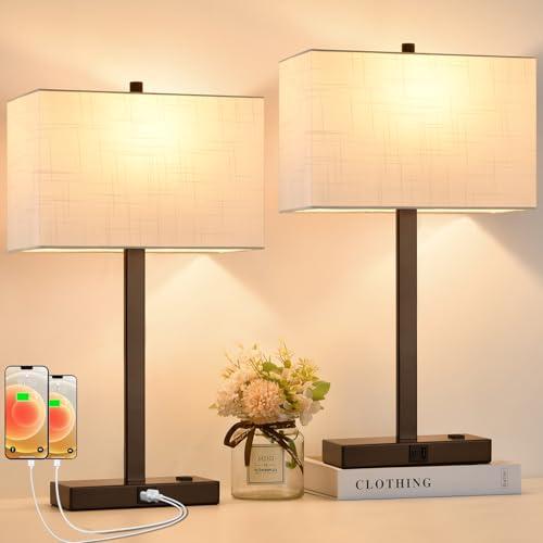 21" Dimmable Touch Bedside Lamps with USB Ports