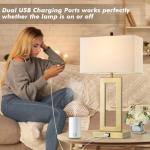 Gold Table Lamp Set with USB Ports and Dimming