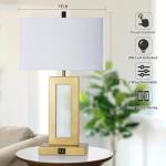 Gold Table Lamp Set with USB Ports and Dimming